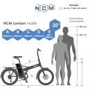 EPAC, Modell: NCM London, 20&quot; E-Faltrad, E-Bike,Pedelec 36V 15Ah 540Wh Matt Schwarz